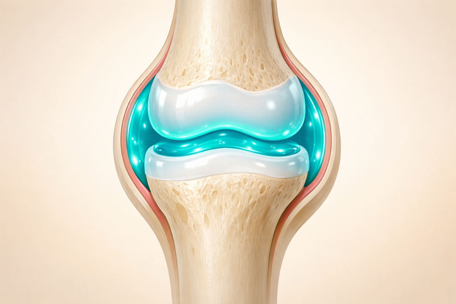 Healthy joint with abundant synovial fluid
